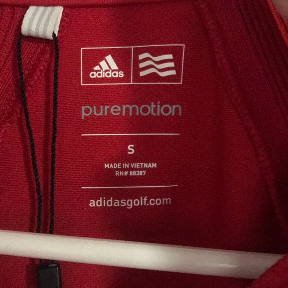 Adidas golf red with orange trim 3/4 zip - Picture 3 of 3
